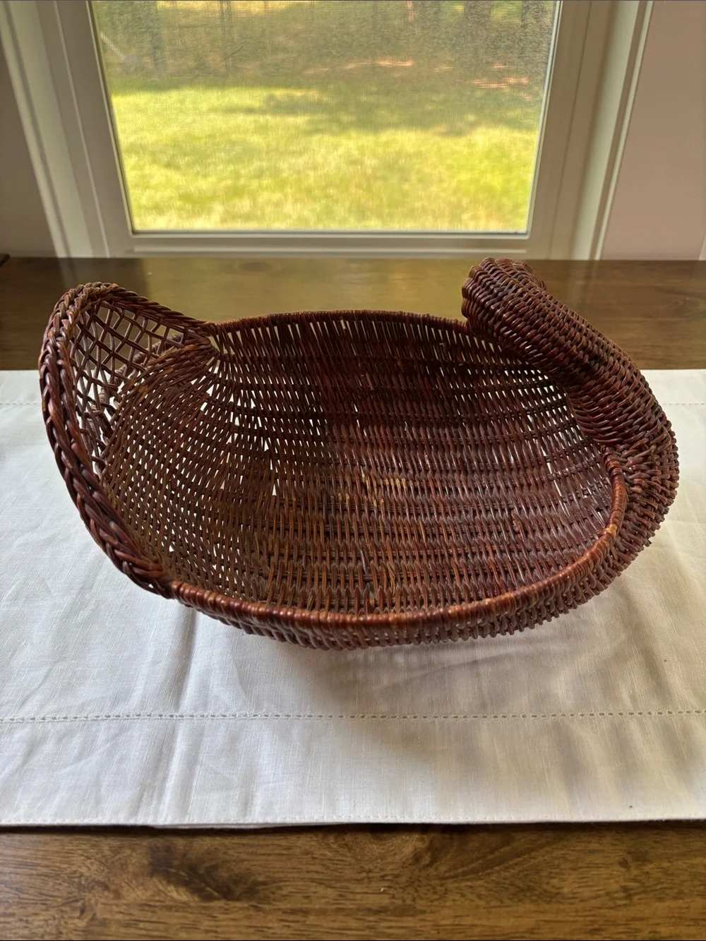Vintage Handwoven Brown Wicker Goose w/ Hand Carved Wood Beak Cottagecore Decor